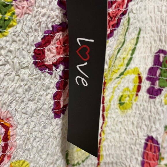 Love Floral Smocked Midi Sundress 3X Plus Boho Rayon Strappy Handkerchief Hem - Picture 6 of 9